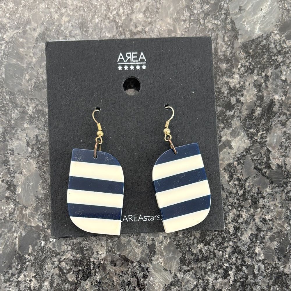 AREAstars Striped Earrings navy and white